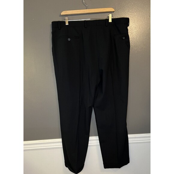 Pronto Uomo Pants Mens 40 Black Wool Dress Slacks Pleated Cuffed Trousers Formal - Picture 4 of 7